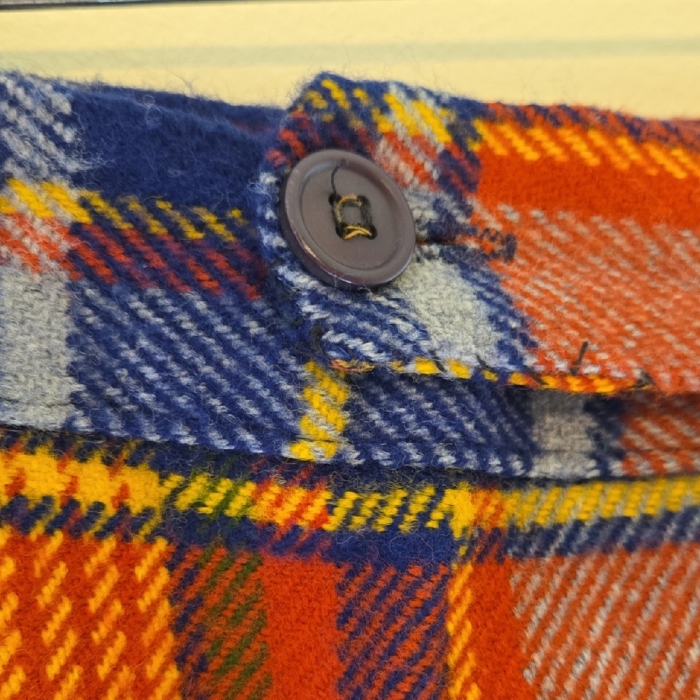TRUE 70'S Plaid Wide Leg Pants Multicolor Bell Bottoms Wool.Small Hole Repaired. - Picture 6 of 11